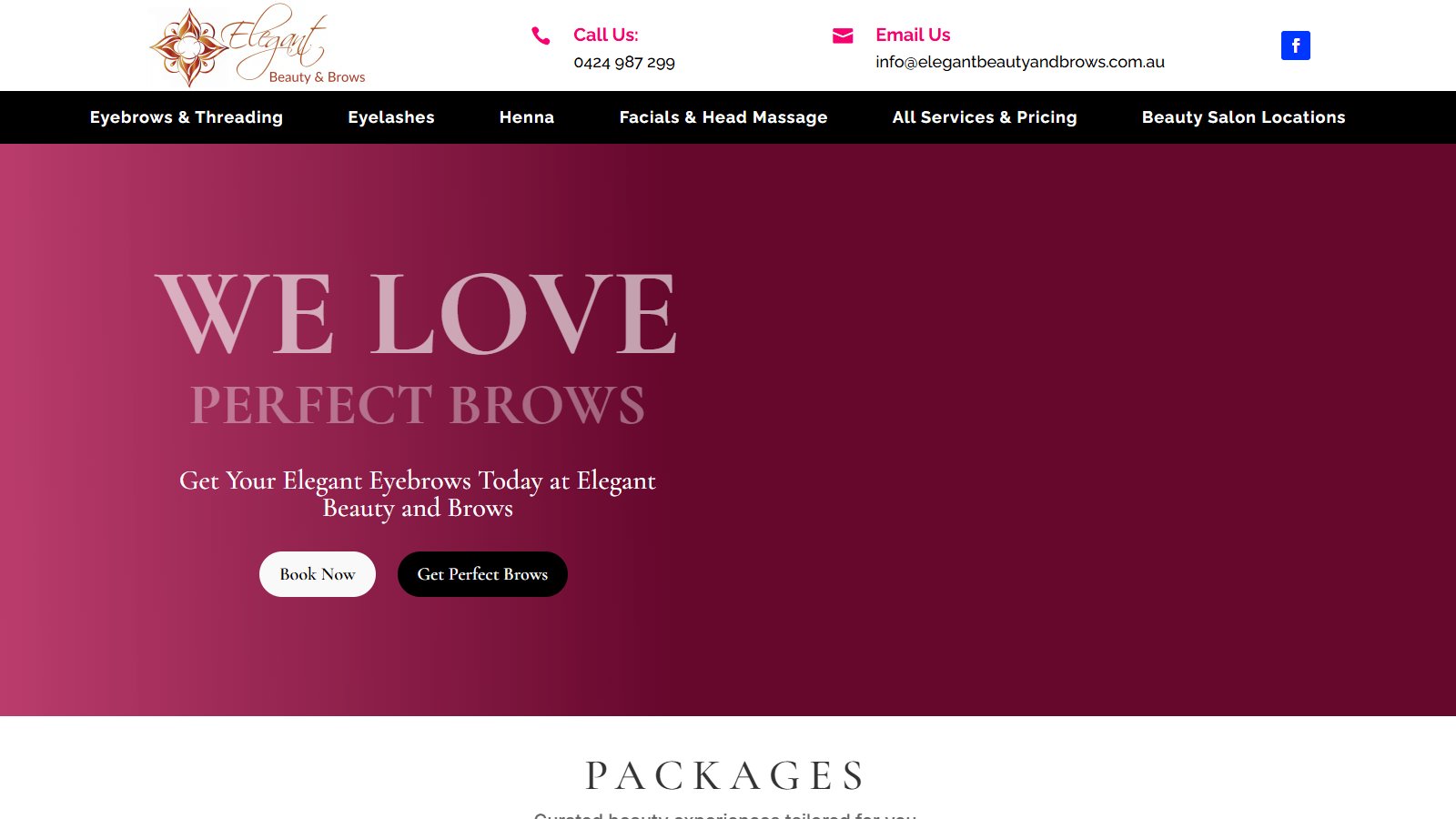 Beauty & Brows website design — Elegant Beauty and Brows