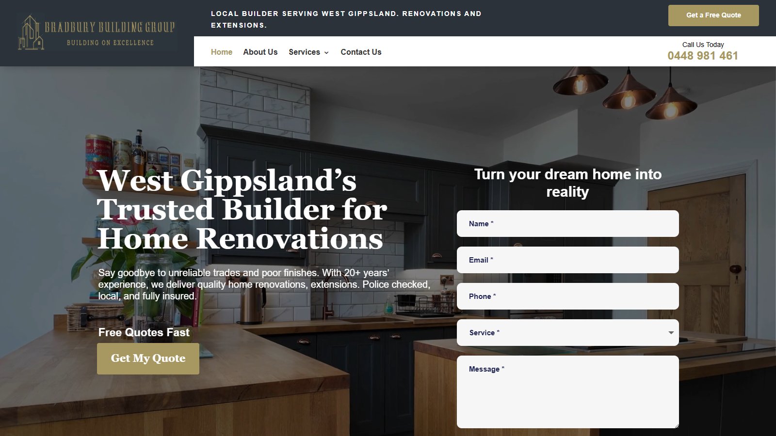 Builder website design — Bradbury Building Group
