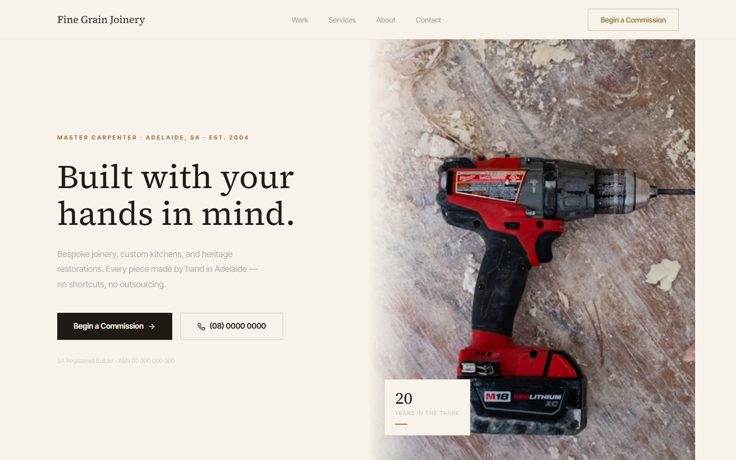 Carpenter website design — Fine Grain Joinery