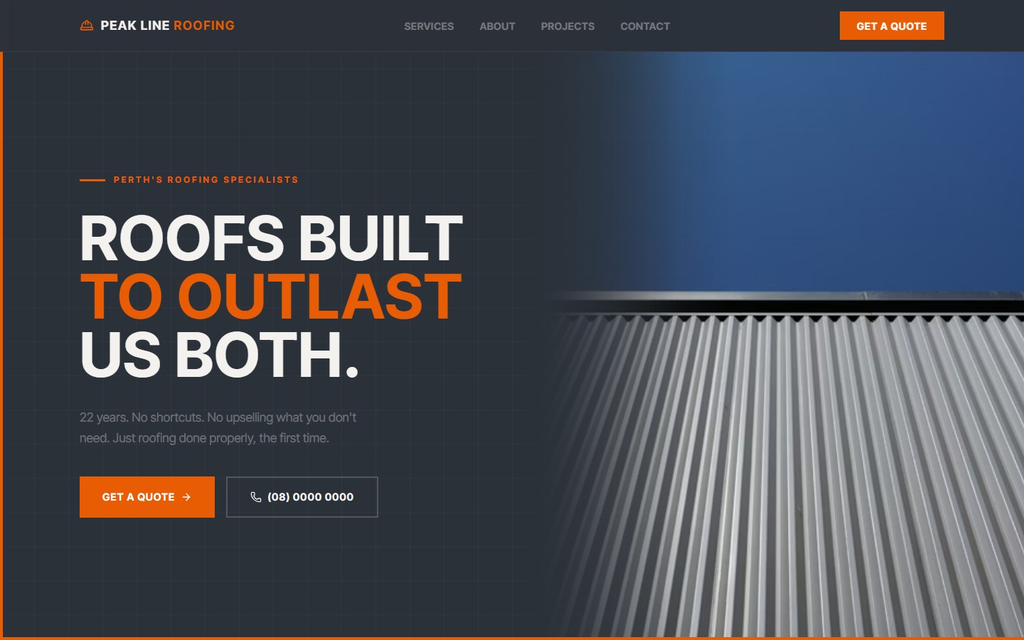 Roofer website design — Peak Line Roofing